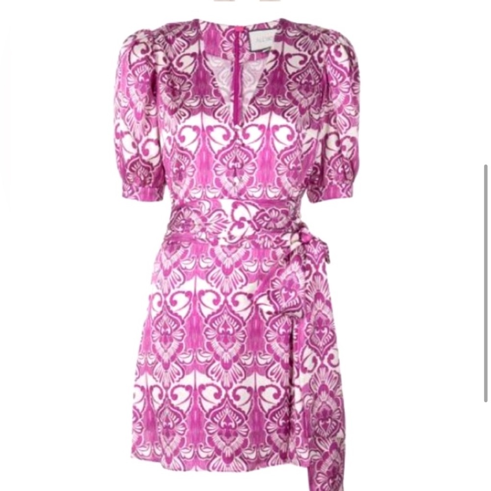 ALEXIS Bardot Mini Wrap Dress in Mulberry Palm - Picture 3 of 8